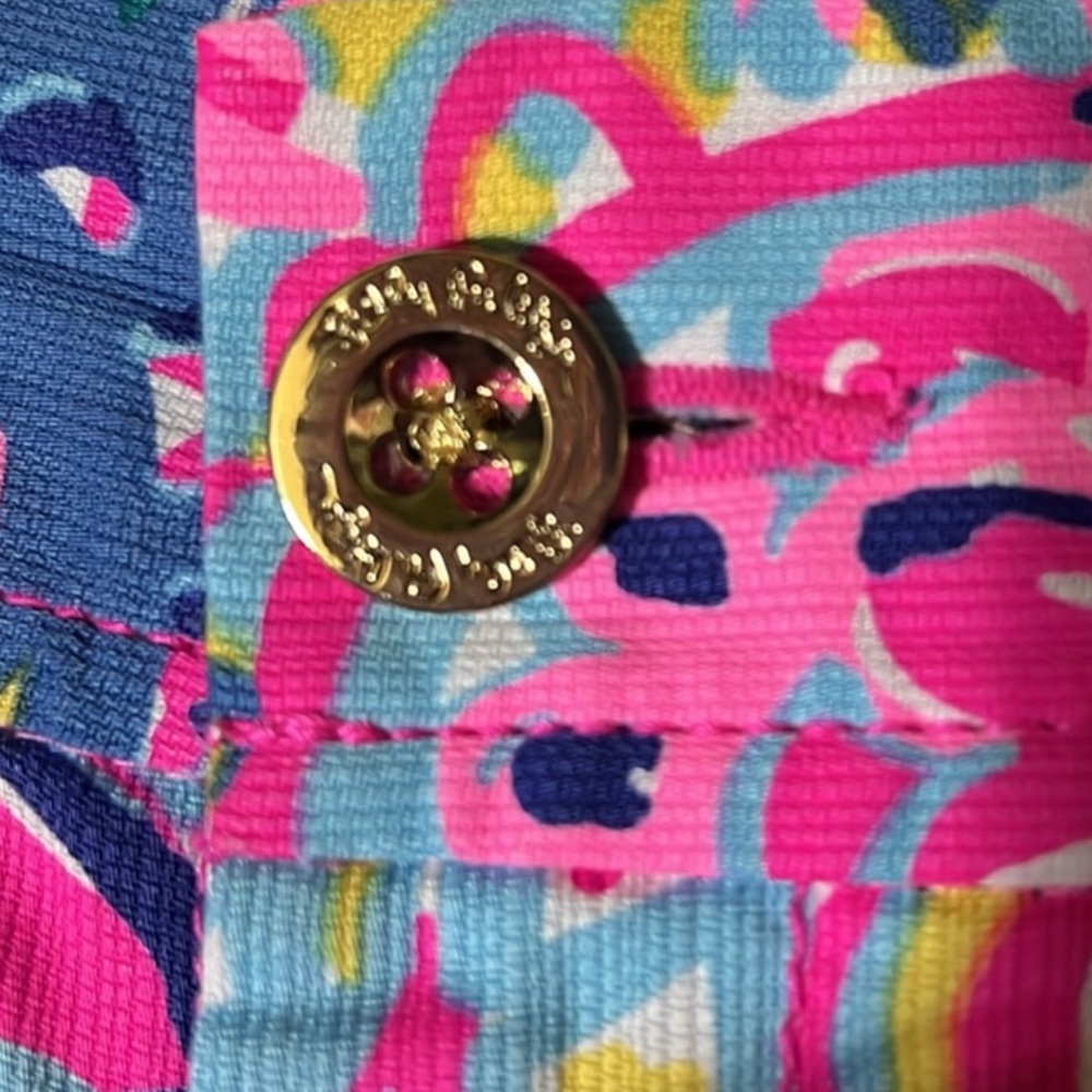 Lilly Pulitzer sz 4 Vibrant Pink & Blue floral Callahan Shorts w 4 1/2” inseam - Picture 7 of 16